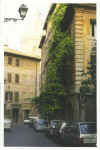 Via dei Cimatori verso Via Giulia. Sullo sfondo la cupola di S. Giovanni dei Fiorentini.